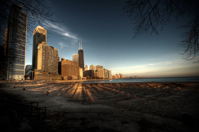Обои картинки фото сша, Чикаго, города, река, дома