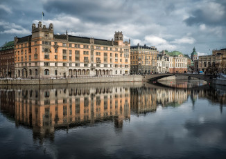 обоя города, стокгольм , швеция, мост, река, здания, rosenbad, stockholm, sweden