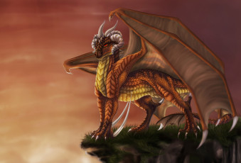 Картинка фэнтези драконы дракон скала утес крылья