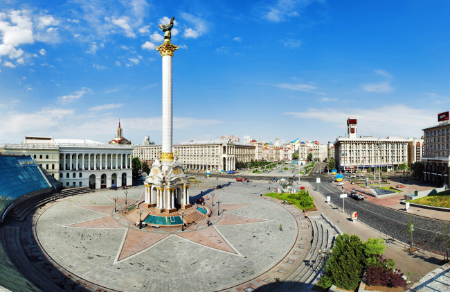 Обои картинки фото города, киев , украина, площадь, дома, памятник, киев