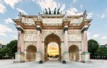 Картинка arc+de+triomphe+du+carrousel+du+louvre города париж+ франция триумфальная арка