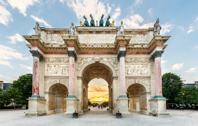 Обои картинки фото arc de triomphe du carrousel du louvre, города, париж , франция, триумфальная, арка