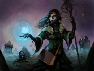 Картинка фэнтези маги +волшебники взгляд фон девушка зомби
