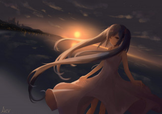 Картинка аниме vocaloid взгляд фон девушка