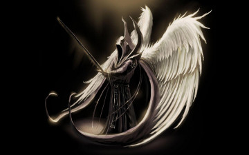 Картинка фэнтези нежить крылья меч балахон ангел