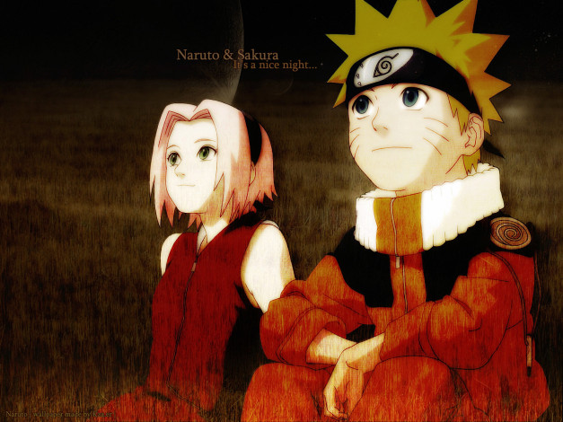 Обои картинки фото аниме, naruto, луна, uzumaki, shinobi, ninja, haruno, sakura, шиноби