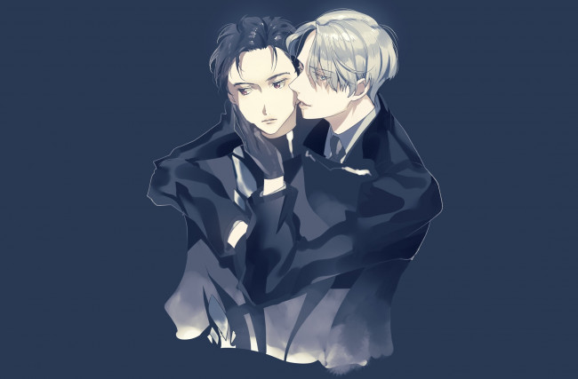 Обои картинки фото аниме, yuri on ice, victor, nikiforov, katsuki, yuuri