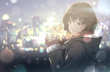 обоя аниме, зима,  новый год,  рождество, tagme