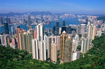 обоя hong kong, города, гонконг , китай, панорама, небоскребы