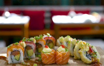 Картинка еда рыба +морепродукты +суши +роллы форель роллы японская кухня
