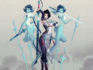 Картинка фэнтези девушки мечи