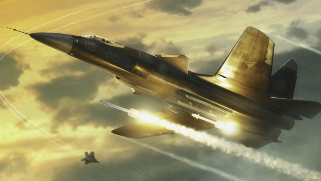 Обои картинки фото видео игры, ace combat 4,  shattered skies, самолеты, бой, небо, облака