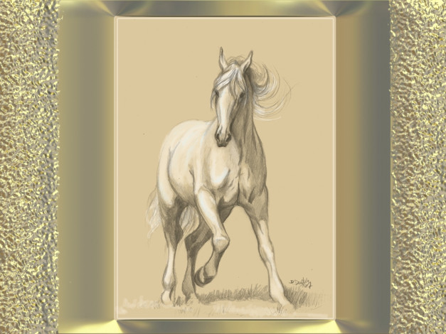 Обои картинки фото white, рисованные, животные, лошади