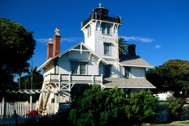 Обои картинки фото point, fermin, lighthouse, san, pedro, california, города, здания, дома