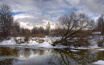 Картинка города православные церкви монастыри пейзаж зима река храм