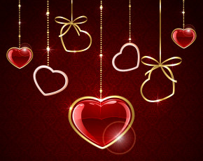 обоя праздничные, день святого валентина,  сердечки,  любовь, сердечки