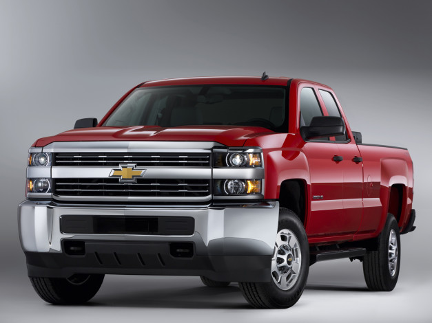 Обои картинки фото автомобили, chevrolet, silverado, 2500, hd, bi-fuel, double, cab, 2014, красный