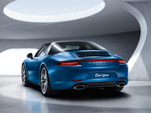 Обои картинки фото автомобили, porsche, 911, targa, 4, 991, 2014, синий