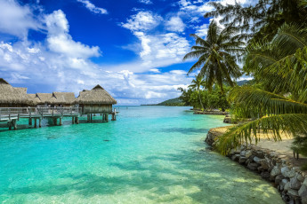 Картинка moorea +french+polynesia природа тропики бунгало острова океан