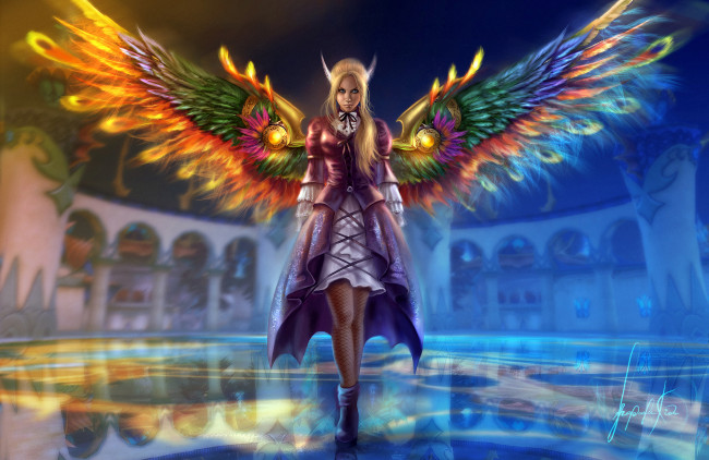 Обои картинки фото фэнтези, ангелы, крылья, арт, девушка