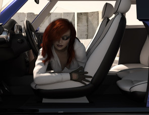 Картинка 3д+графика люди-авто мото+ people-+car+ +moto фон автомобиь взгляд девушка
