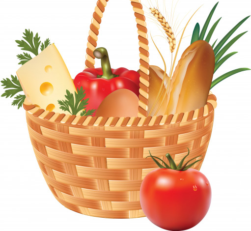 Обои картинки фото векторная графика, еда , food, корзина, овощи