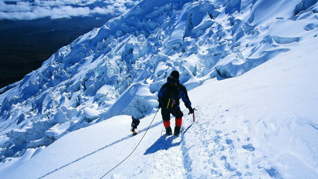 Обои картинки фото спорт, экстрим, альпинисты, покорение, вершина, горы, снег