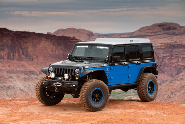 Обои картинки фото автомобили, jeep, синий, джип, скалы, горы, luminator, concept