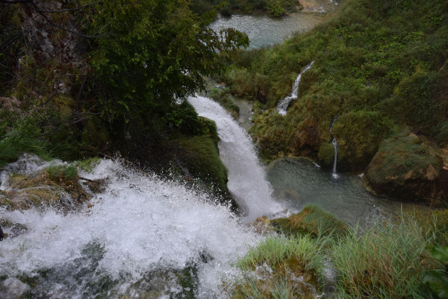 Обои картинки фото природа, водопады, растения, брызги, вода