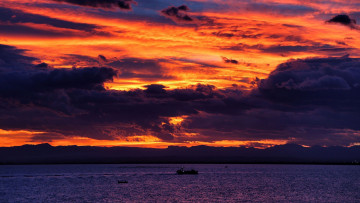 Картинка природа восходы закаты закат корабль море облака небо