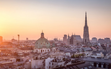 Картинка города вена+ австрия вена собор святого стефана утро восход солнца городской вид стефансдом