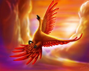 Картинка фэнтези существа существо птица феникс