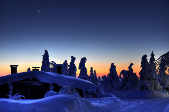 Картинка природа зима месяц вечер финляндия