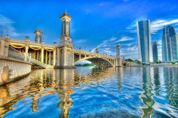 Картинка малайзия города мосты небоскребы вода отражение