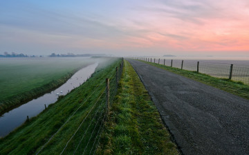 Картинка природа дороги дорога закат поле