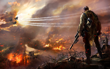 Картинка видео игры sniper ghost warrior истребители горящий город снайпер 2