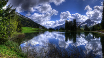 Картинка природа реки озера горы вершины озеро лес