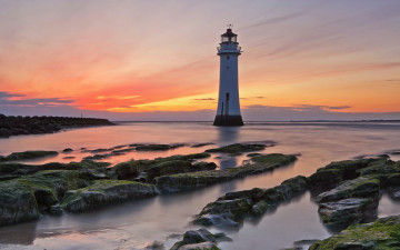 Картинка природа маяки море закат пейзаж маяк