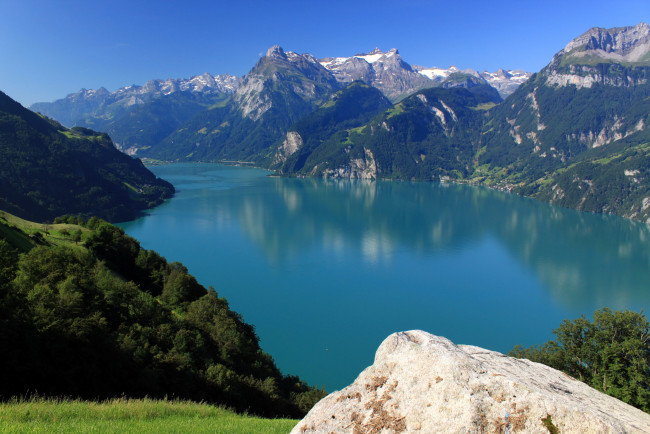 Обои картинки фото швейцария, моршах, природа, реки, озера, горы, озеро