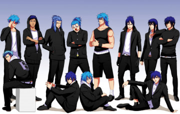 Картинка аниме *unknown+ другое рокудо мукуро гримджоу джагерджак разные много синие волосы парни