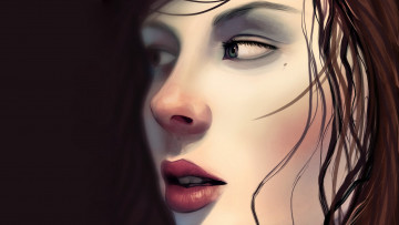 Картинка рисованное люди лицо волосы губы крупным планом девушка взгляд