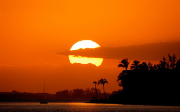 Картинка природа восходы закаты дом солнце небо силуэты тропики закат море деревья пальмы
