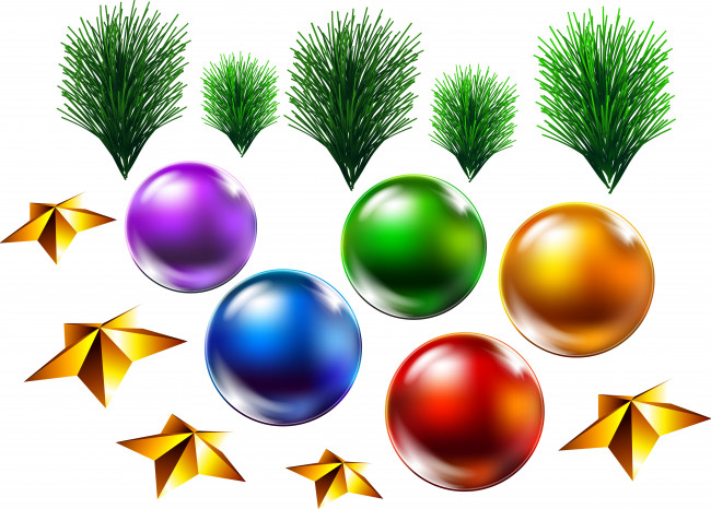Обои картинки фото праздничные, векторная графика , новый год, шары, звезды, ветки