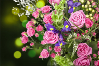 Картинка цветы букеты +композиции фон розы бутоны букет ирисы