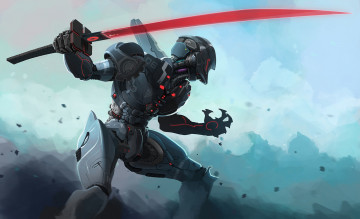 Картинка фэнтези роботы +киборги +механизмы cyborg sword robot