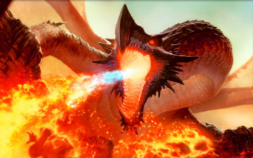 Картинка фэнтези драконы огненный дракон чудовище монстр огонь другой мир