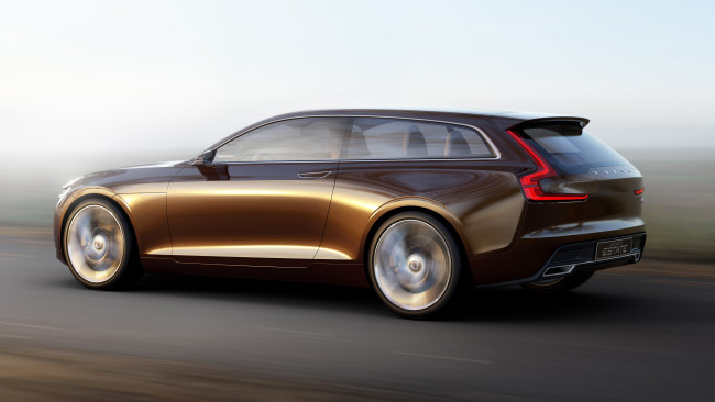 Обои картинки фото volvo estate concept 2014, автомобили, volvo, 2014, concept, estate, дорога, движение, car