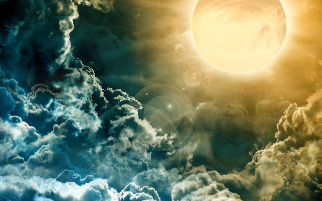 Обои картинки фото космос, солнце, облака