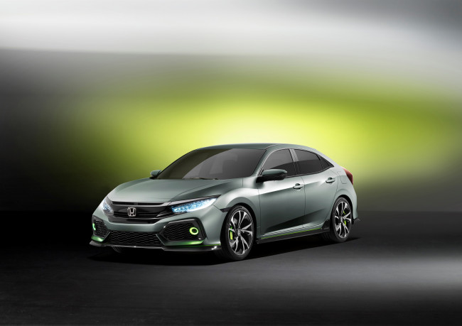 Обои картинки фото автомобили, honda, 2016г, prototype, hatchback, civic