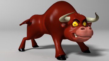 Картинка 3д+графика животные+ animals бык взгляд рога